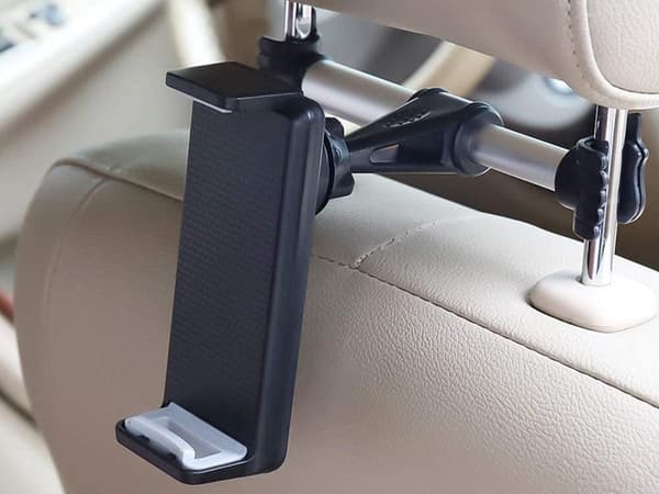 Nakkestøtteholder til bil til mobil/tablet 11–19 cm sort
