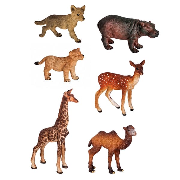 Vilda djurfigurer set 6-pack med 3D-bakgrund att montera