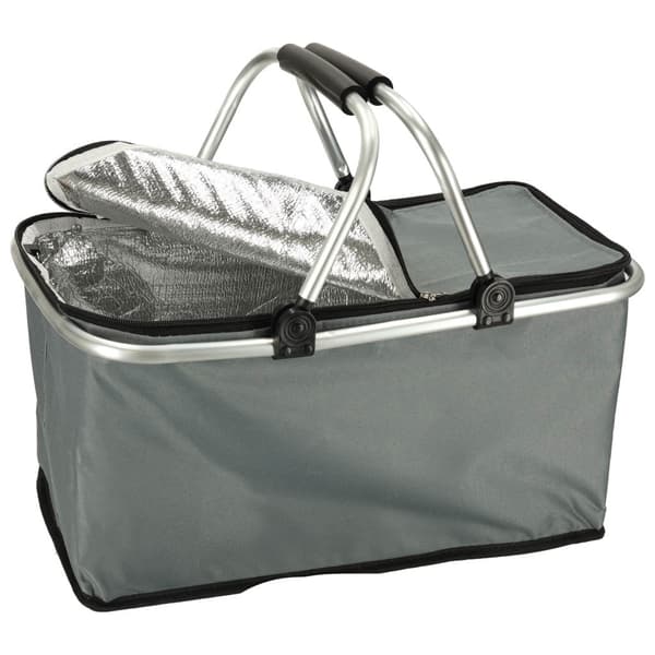 Termisk picnickurv 32L sammenklappelig med aluminiumsramme grå
