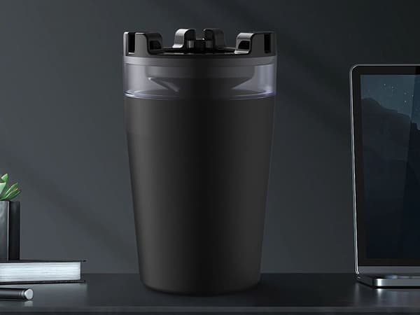 Askebæger til bil 13x6 cm med cigaretslukker og holder sort