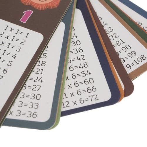 Multiplikationsspel i trä 27x27 cm med 144 kort och 2 tärningar