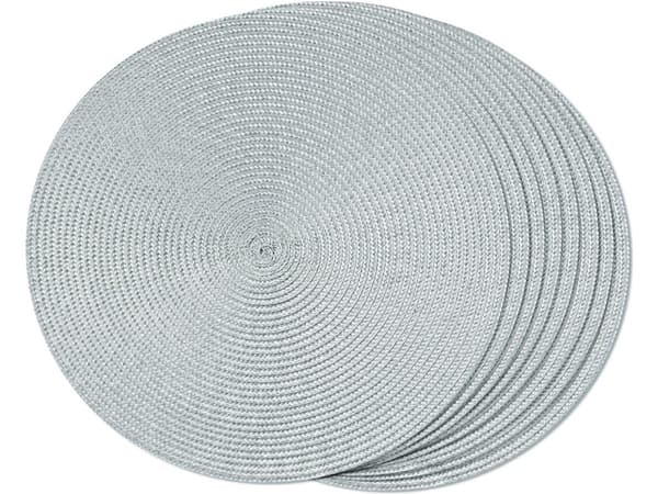 Pyöreä pöytätabletti muovia punottu harmaa Ø38 cm 1 kpl
