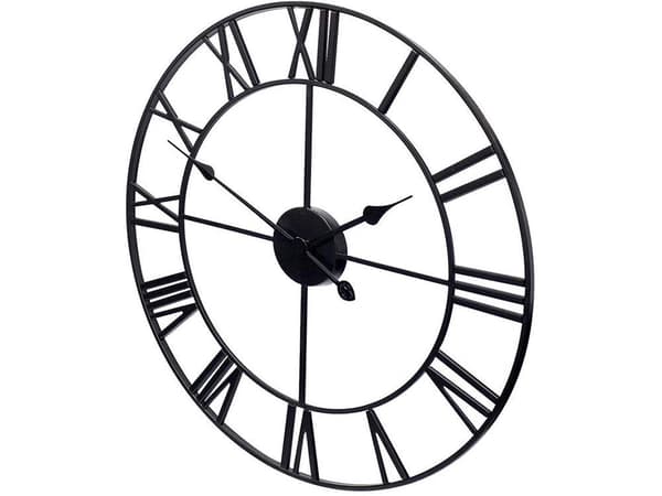 Seinäkello 50 cm roomalaiset numerot äänetön mekanismi musta