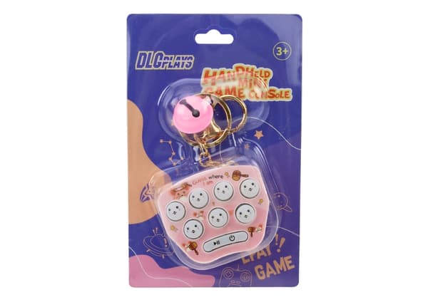 Elektroniskt Pop It miniarkadspel nyckelring rosa 6 cm, från 3 år