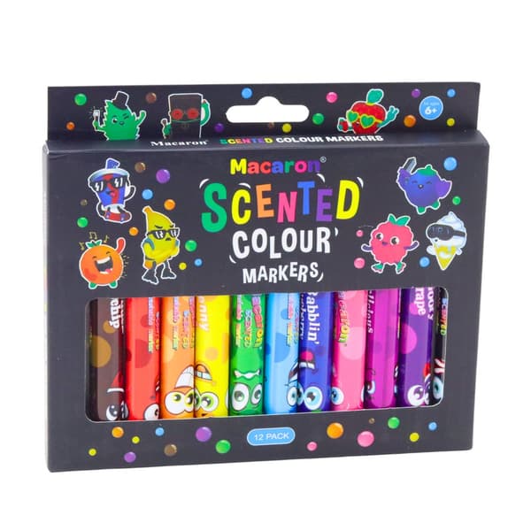 Doftande tuschpennor 12-pack vattenbaserat giftfritt bläck