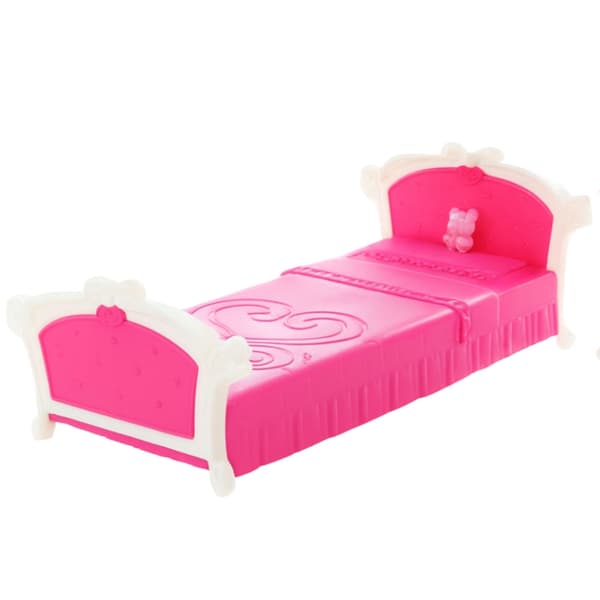 Dockmöbler sovrumsset säng sminkbord med spegel stol för 29 cm dockor