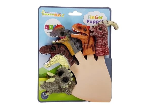 Dinosaurie fingeröverdrag i gummi 5-pack, 8 cm, från 3 år