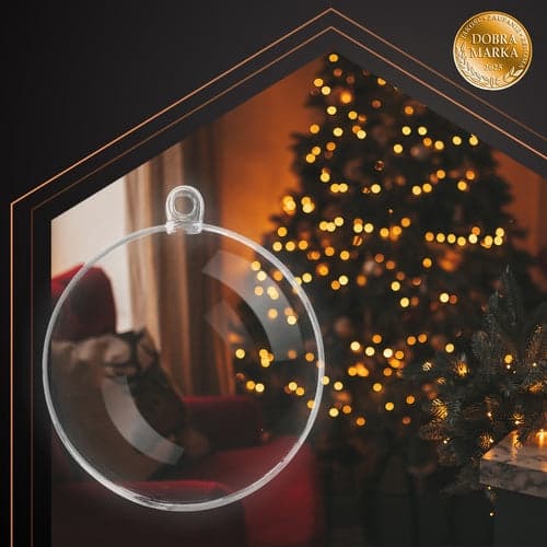 Transparenta delbara julkulor 8 cm DIY fyllbara plastkulor 12-pack