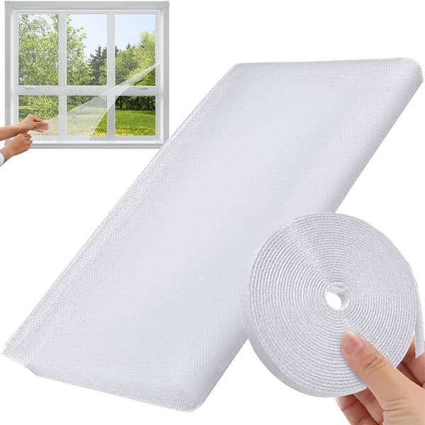 Insektnet til vindue 180x150 cm polyester med selvklæbende velcro