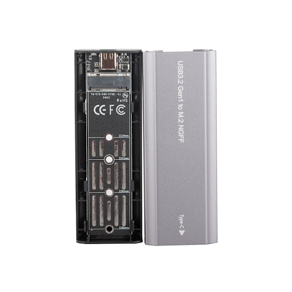 M.2 SATA NGFF SSD-adapterbox USB 3.1/USB-C 2230-2280 silver