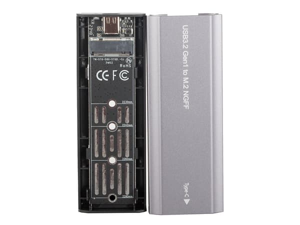 M.2 SATA NGFF SSD-adapterikotelo USB 3.1/USB-C 2230-2280 hopea