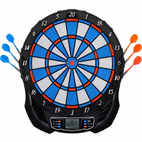 Elektronisk dartskive med LCD, 25 spil/176 varianter, 12 pile