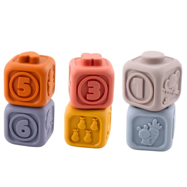 Montessori sensoriskt stapeltorn koala i silikon 13 delar bitring