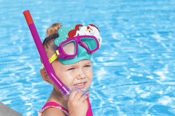 Dykmask och snorkelset barn unicorn-design med UV-skydd