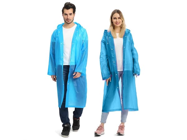 Sadeponcho hupulla ja neppareilla, EVA, one size, sininen