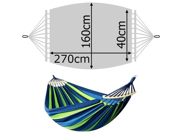 Dobbelt hængekøje 270x160 cm til 2 personer, bomull/polyester Brazil