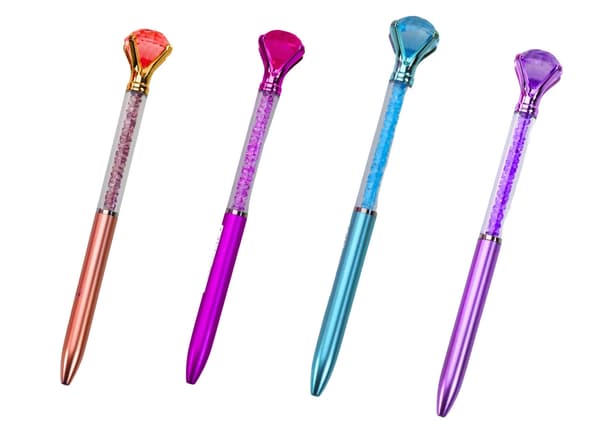 Kuglepen med diamanttop blåt blæk 16 cm, 48-pack, farvevalg