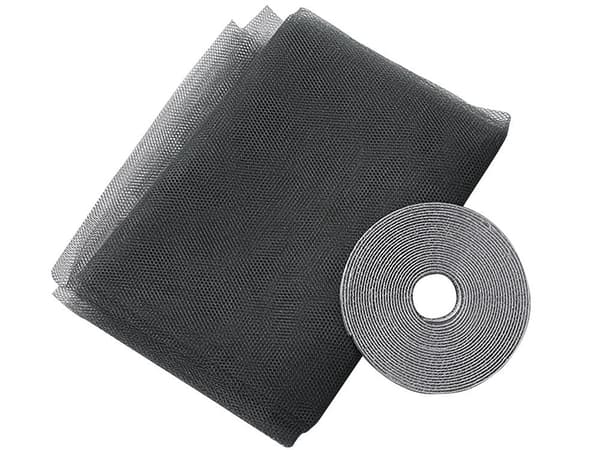 Myggenet til vindue polyester sort 180x150 cm med selvklæbende kardborre
