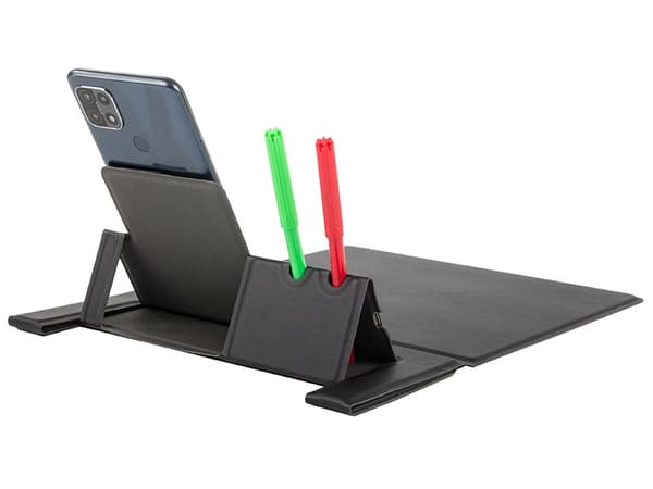 Musemåtte med trådløs oplader og mobilholder USB-C, sort