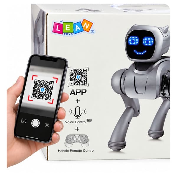 Interaktiv AI-robothund rosa med fjärrkontroll, röststyrning & app