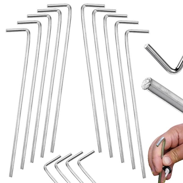 Telttakiilat terästä 24 cm, 10-pack, hopea, Ø4 mm