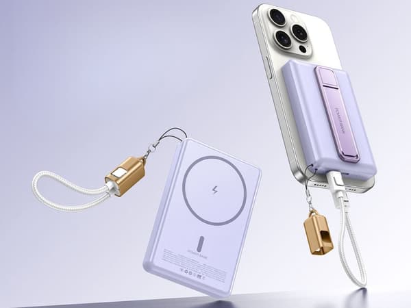 Magnetisk powerbank 5000 mAh 15W trådløs USB-C/Lightning mixfarve