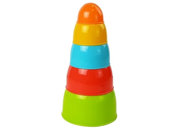 Stablekopper pyramide för barn 12+ mån, färgglada 8-pack