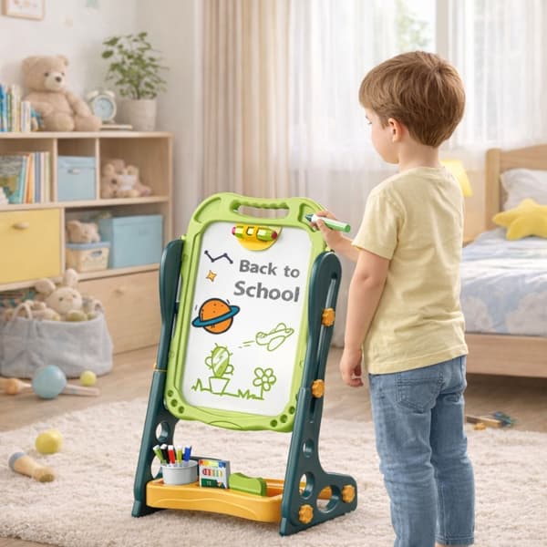 Dobbelsidet magnetisk tavle til børn kridt/whiteboard 52 dele