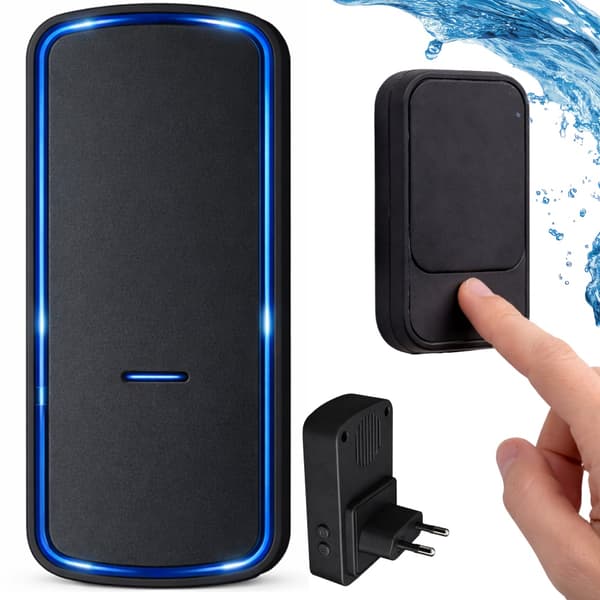 Trådløs dørklokke IP68 batterifri knap 130 m 38 melodier