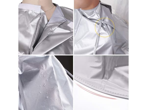 Hårklipningskrave universal med velcrolukning polyester sølv Ø56 cm