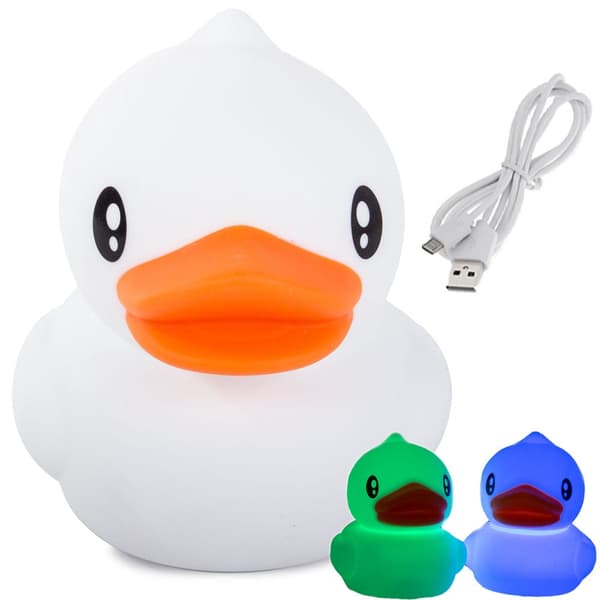 Natlampe til børn and i silikone RGB touch, genopladelig USB hvid