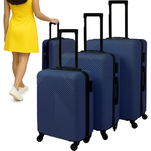 Resväskset 3-pack ABS marinblå 54/65/74 cm med 360° hjul kodlås