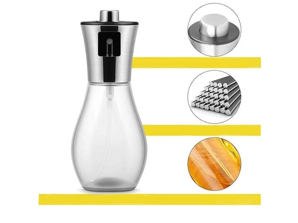Öljysumutinpullo 200 ml lasi/muovi hopea 26 cm