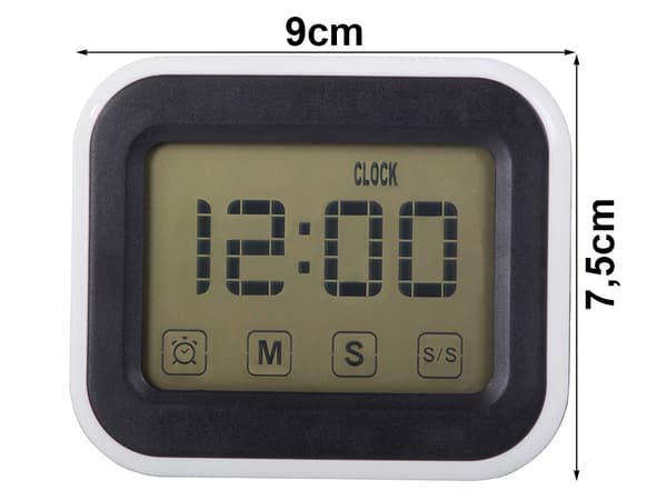 Digitalt vækkeur LCD med alarm og timer magnet 9x7,5 cm