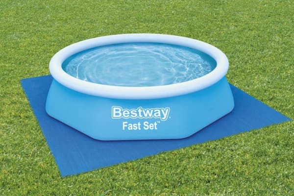 Poolunderlägg skyddsmatta PVC 274x274 cm blå vikbar