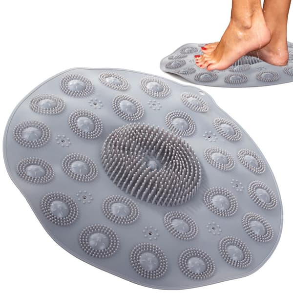 Fodmassagemåtte til bruser/badekar med sugekopper PVC grå 37 cm