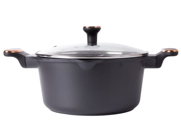 Kasserolle med låg non-stick støbt aluminium 4,55 l sort 26,5 cm