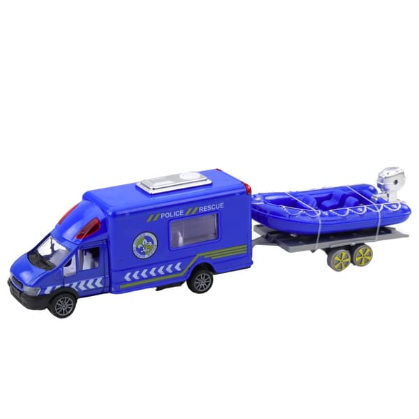 Pelastus- ja poliisiautolelusetti, kitkatoiminnolla, 5 osaa