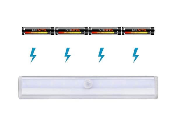 LED-skåpsbelysning med rörelse- och skymningssensor silver 19 cm