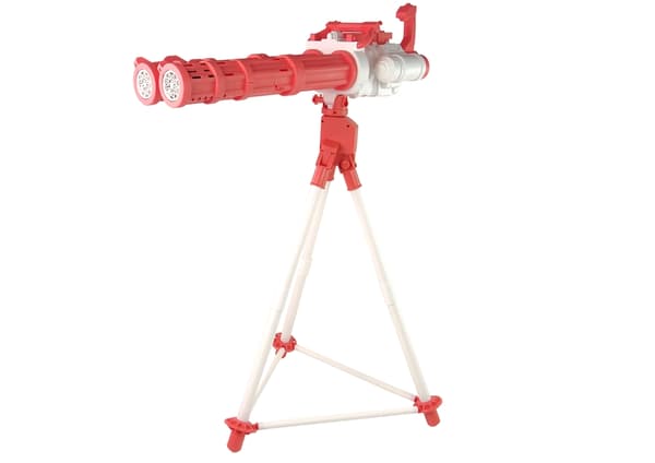 Såpbubbelpistol på stativ rosa, batteri+laddkabel, 4 bubbelvätskor