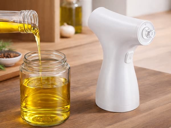 Elektrisk oliesprøjte 200 ml glas USB-C justerbar spray hvid