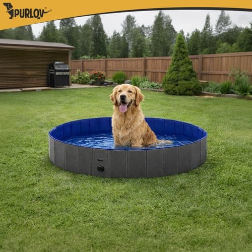 Fällbar hundpool 160x30 cm 600 l PVC/ABS med avloppsventil