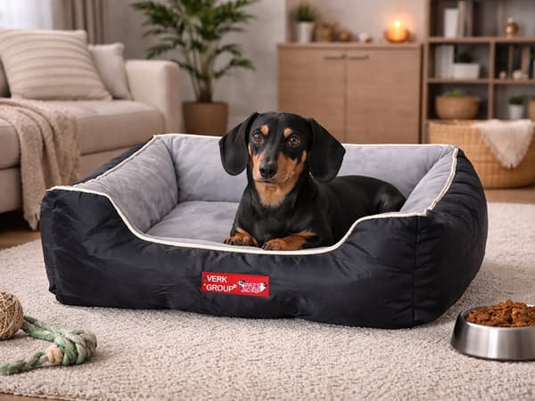 Hundeseng rektangulær med aftageligt betræk, velour 55x65 cm