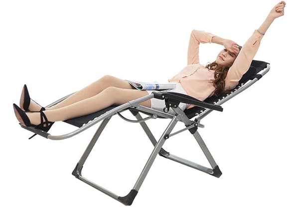 Hopfällbar solstol Zero Gravity justerbart ryggstöd svart max 140 kg