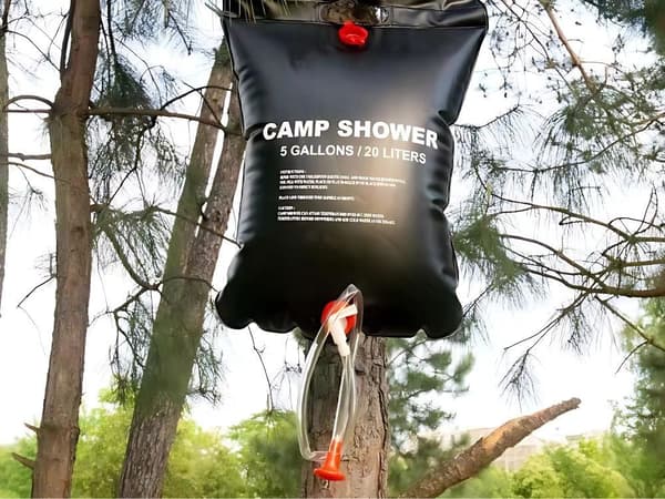 Solardusch campingdusch 20 L PVC svart med termometer och slang