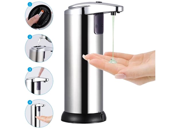 Beröringsfri tvåldispenser med sensor 200 ml silver för flytande tvål