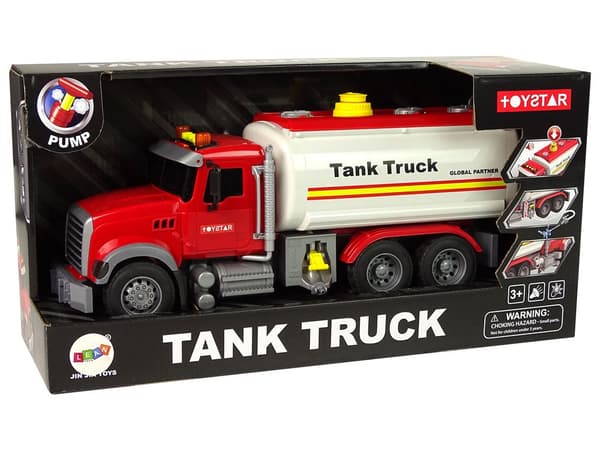 Legetøjslastbil med vandtank og sprøjtefunktion, lyd/lys, 36 cm