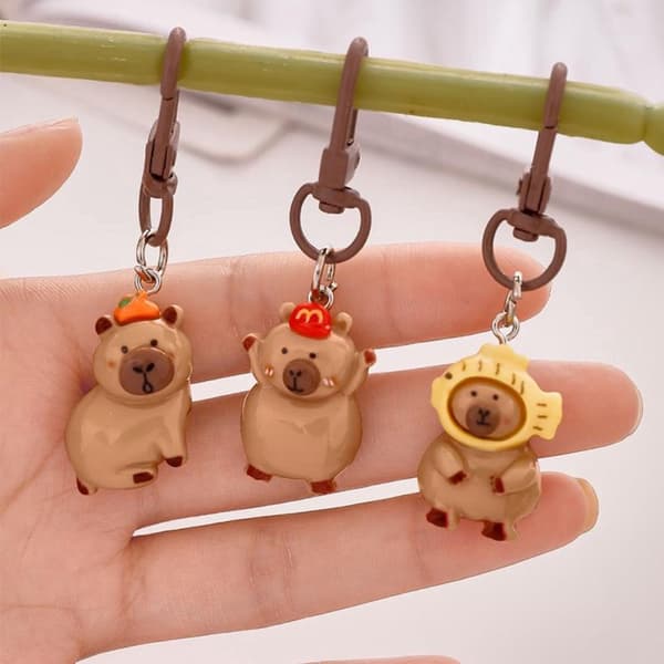 Mini-kapybara-avaimenperät 4 kpl 3 cm muovifiguurit