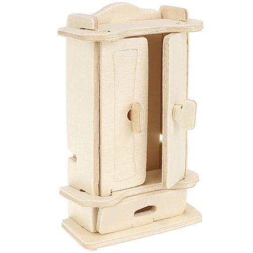 Dukkehusmøbler træ 34 dele selvmontering med sandpapir, max 12 cm
