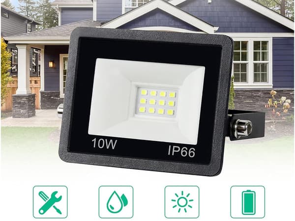 LED-projektør 10W 6000K IP66 udendørs mat sort metal